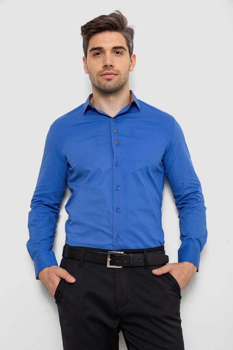 Сорочка чоловіча з принтом, колір електрик, 214R7543-5 - зображення 1