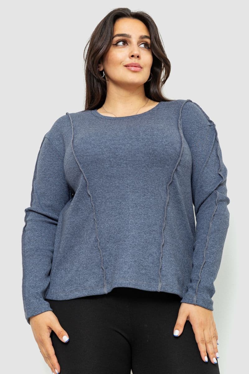 Жіночий лонгслів в рубчик, колір темно-сірий, 102R325-1 - зображення 1