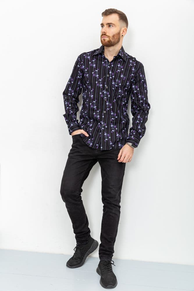Сорочка чоловіча з принтом, колір чорний, 131R151017 - зображення 1