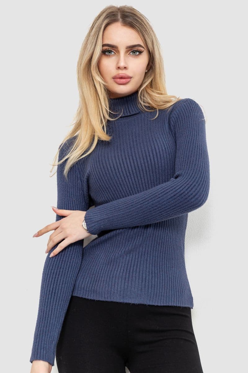 Гольф жіночий однотонний, колір джинс, 244R001 - зображення 1