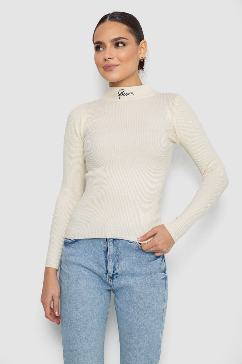 Водолазка трикотажна жіноча, колір кремовий, 204R035 - зображення 1