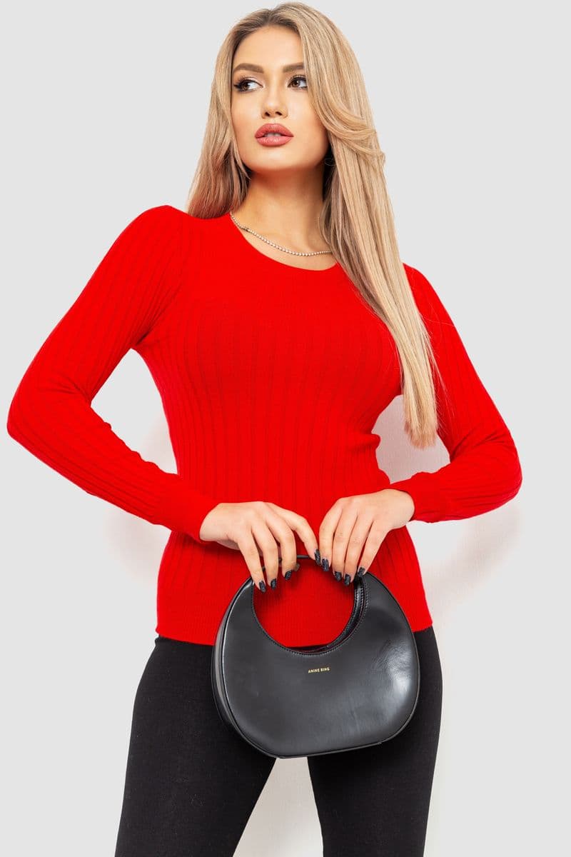 Водолазка жіноча в рубчик, колір червоний, 204R9031 - зображення 1