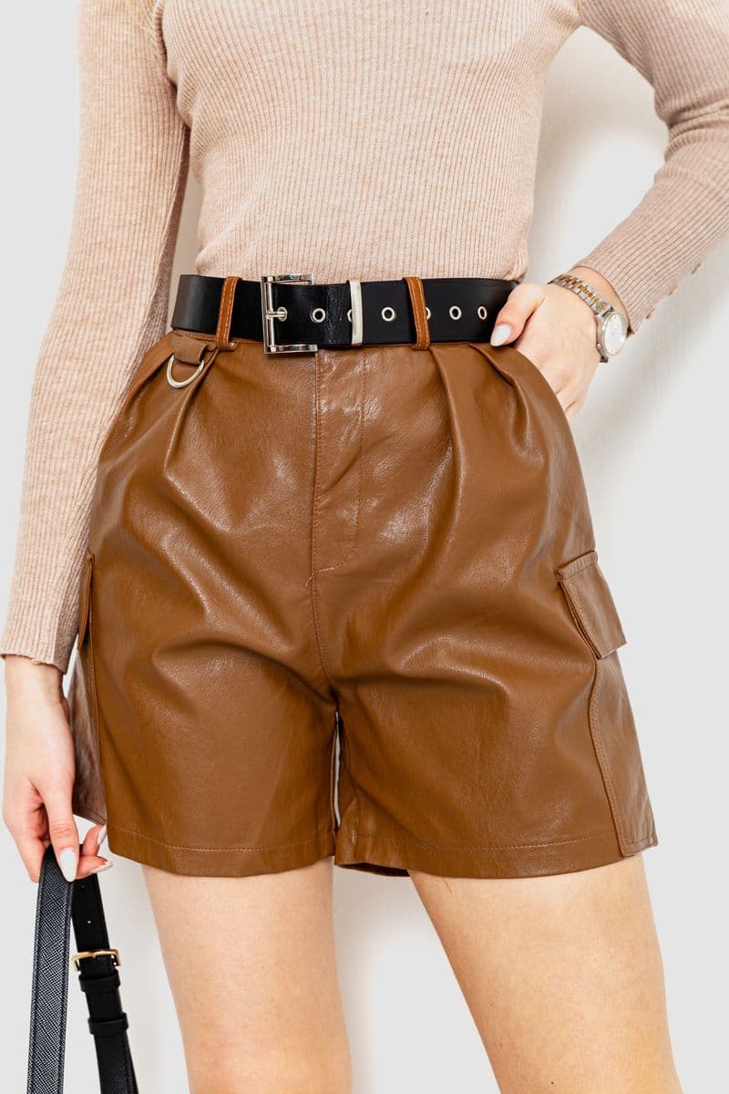 Шорти жіночі повсякденні вільні, колір коричневий, 186R5223 - зображення 1