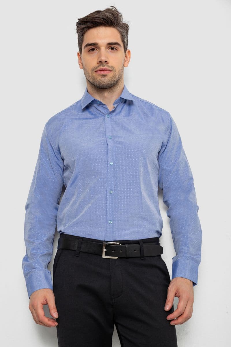 Сорочка чоловіча з довгим рукавом, колір джинс, 214R839 - зображення 1