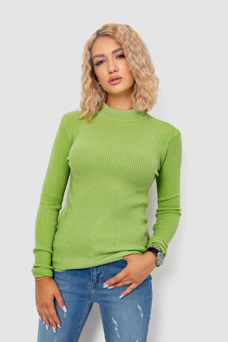 Кофта жіноча однотонна базова, колір салатовий, 244R2032 - зображення 1
