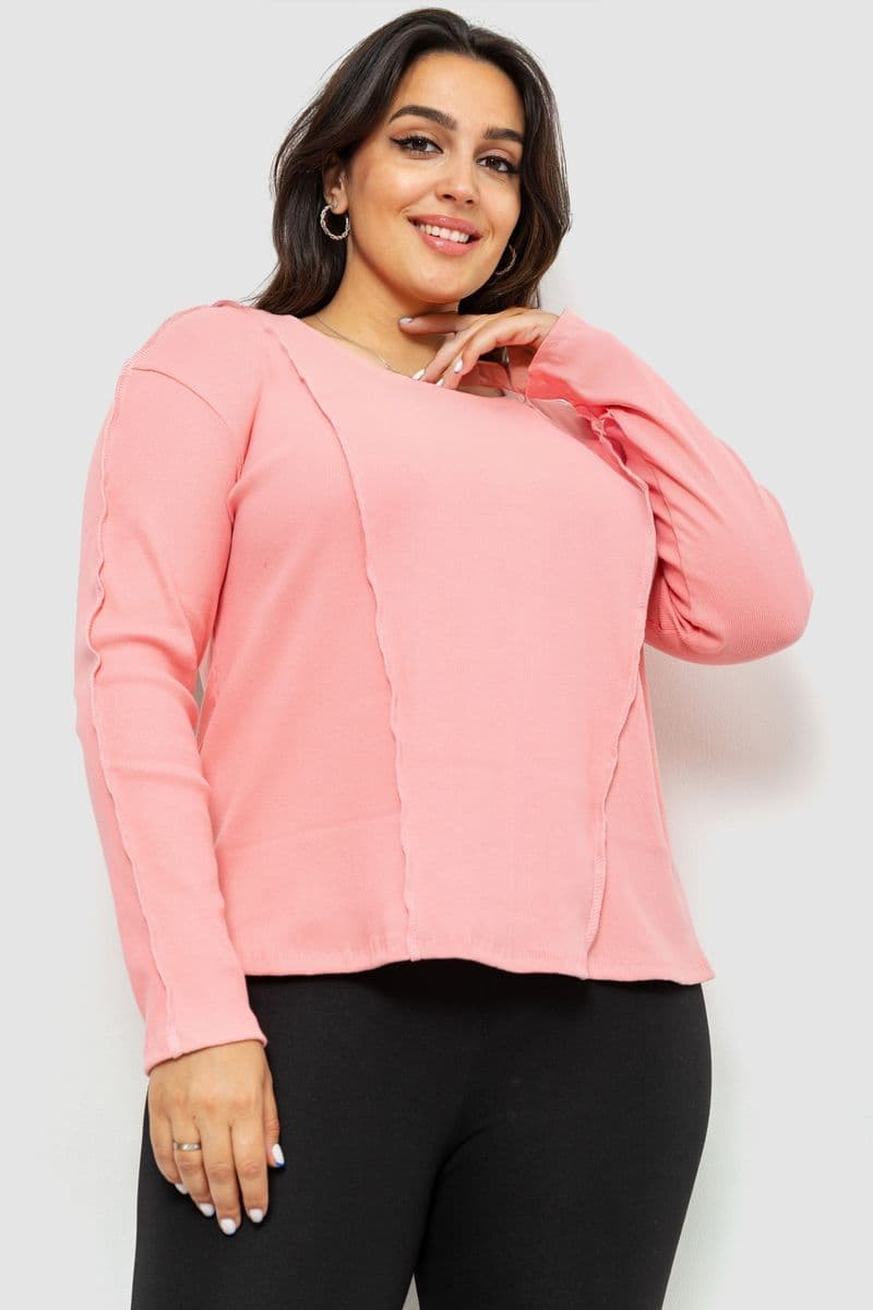 Жіночий лонгслів в рубчик, колір рожевий, 102R325-1 - зображення 1