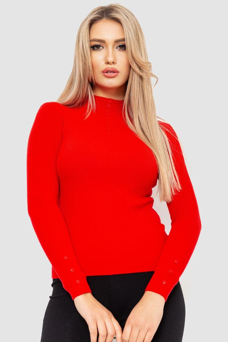 Водолазка жіноча в рубчик, колір червоний, 204R044 - зображення 1