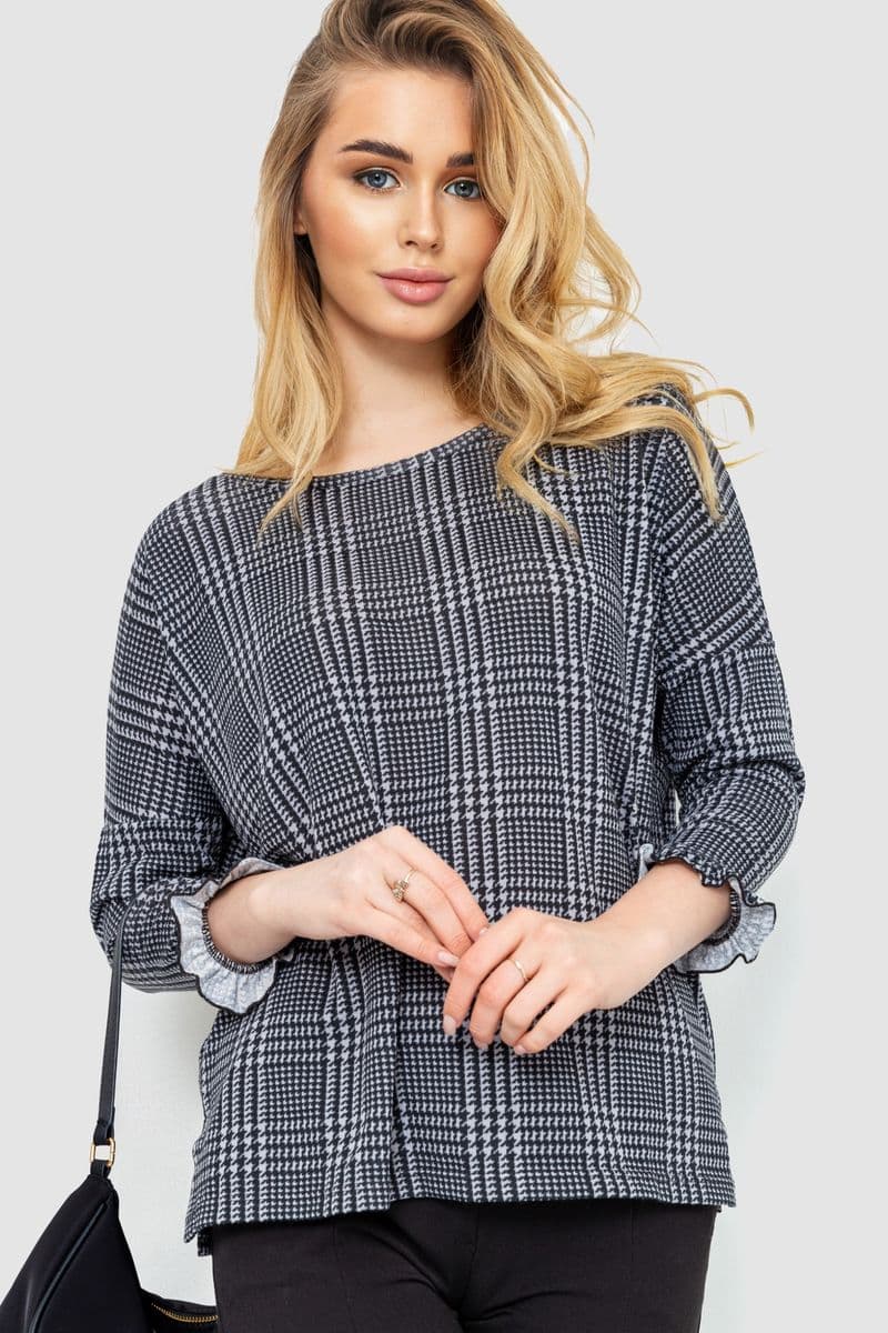 Жіноча кофта, колір сіро-чорний, 244R047-1 - зображення 1