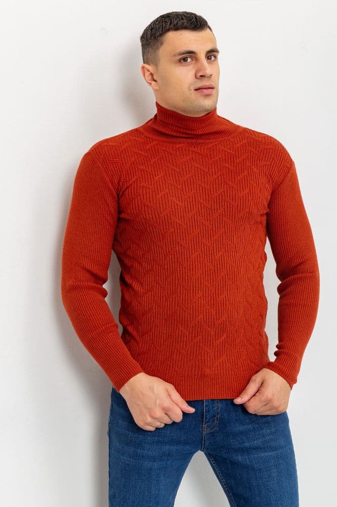 Светр-гольф чоловічий, колір теракотовий, 161R892 - зображення 1