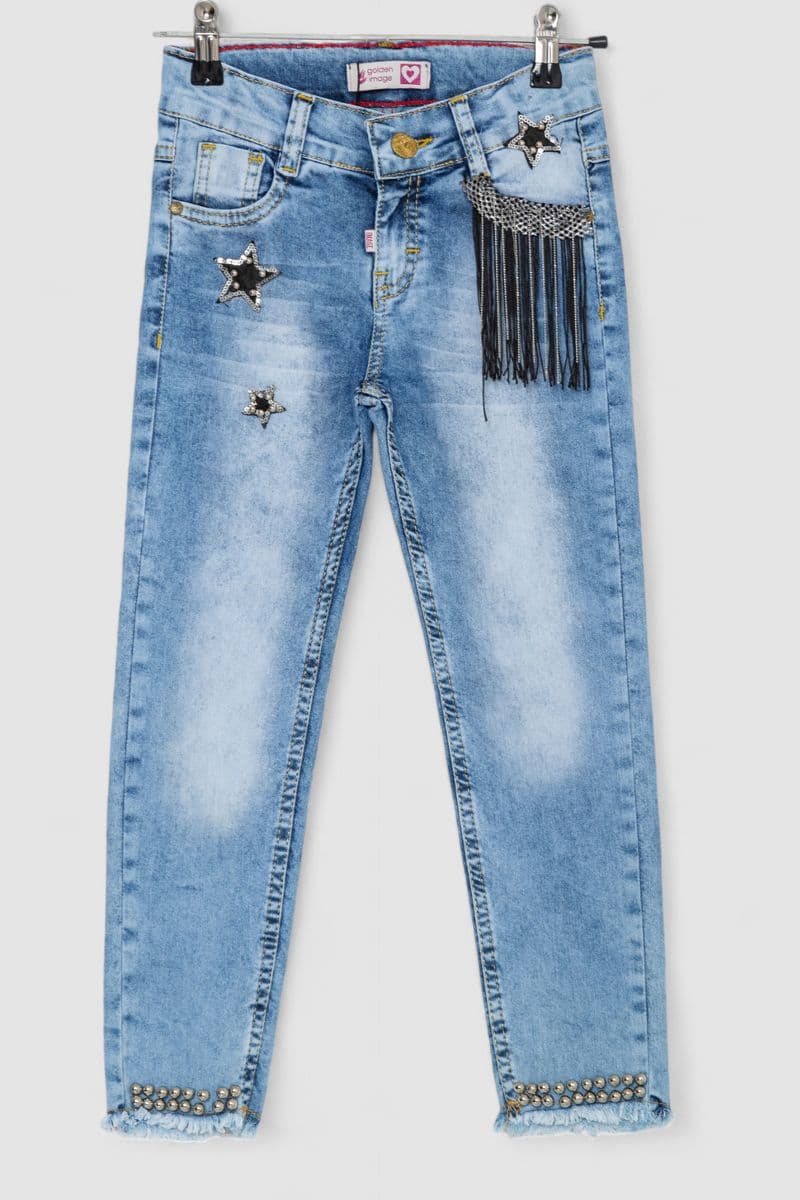 Джинси для дівчаток, колір темно-блакитний, 247R3827 - зображення 1