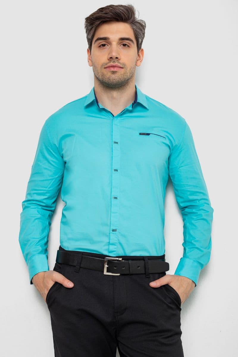 Сорочка чоловіча, колір бірюзовий, 214R7008 - зображення 1