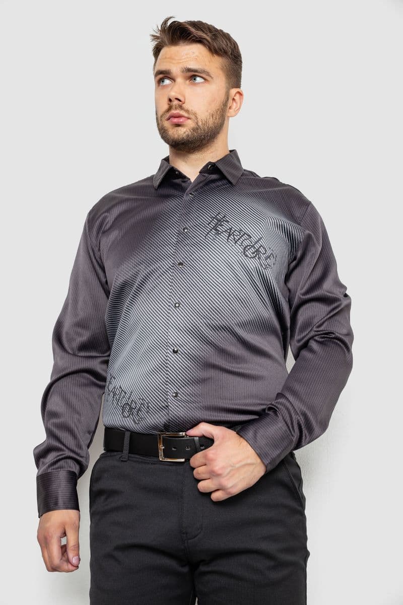 Сорочка чоловіча з принтом, колір сірий, 214R5829 - зображення 1