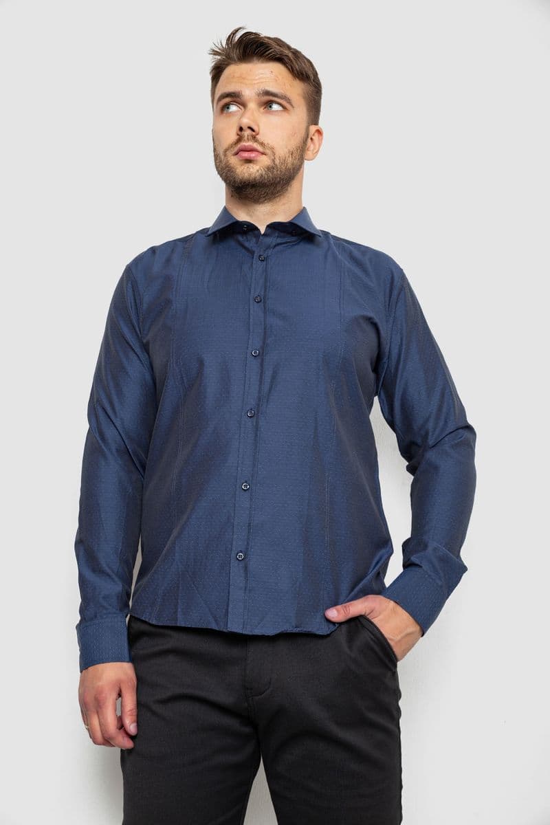 Сорочка чоловіча, колір темно-синій, 214R820 - зображення 1