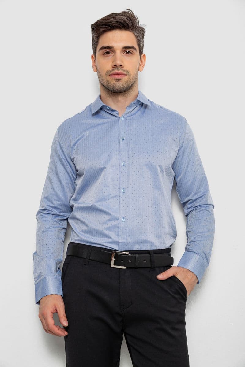 Сорочка чоловіча з довгим рукавом, колір джинс, 214R836 - зображення 1