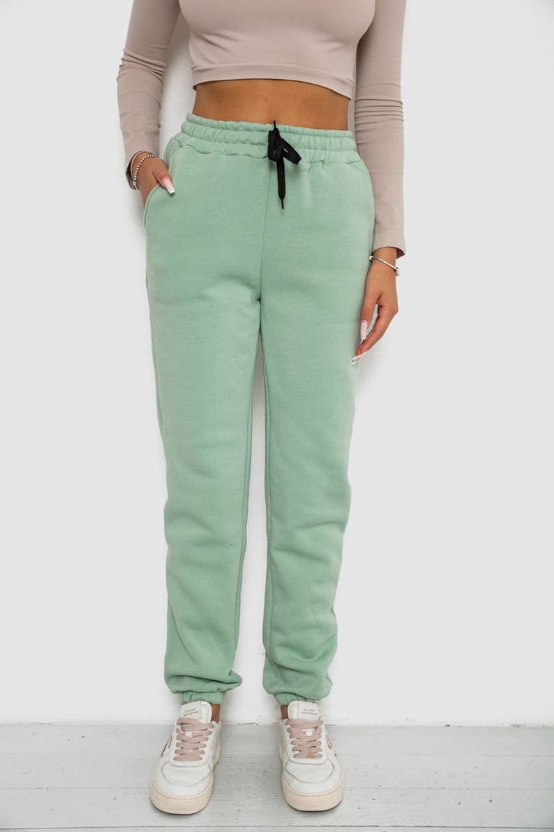 Спортивні штани жіночі на флісі, колір світло-м'ятний, 238R57011 - зображення 1