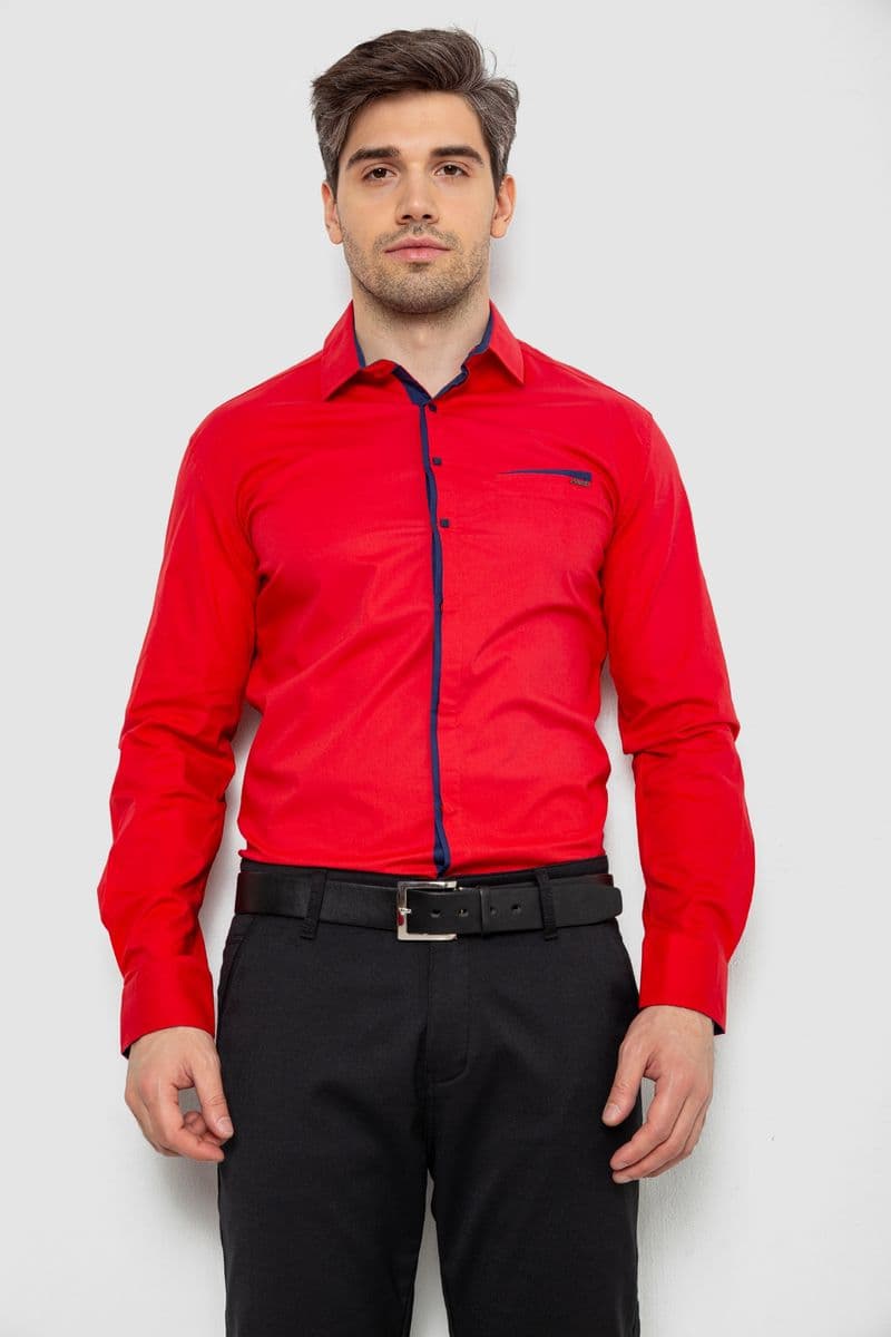 Сорочка чоловіча з довгим рукавом, колір червоний, 214R7009 - зображення 1
