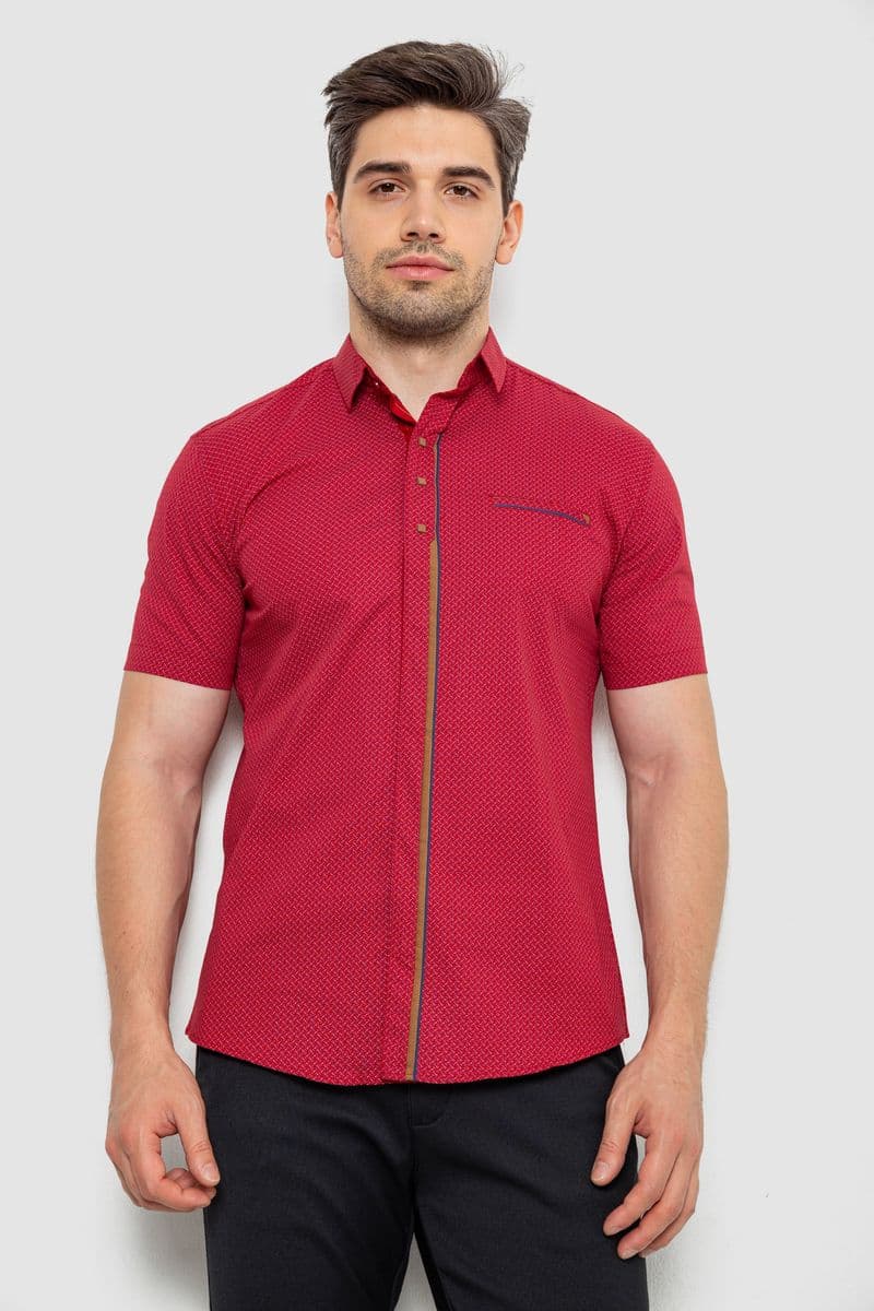 Сорочка чоловіча з принтом, колір бордовий, 214R7017 - зображення 1