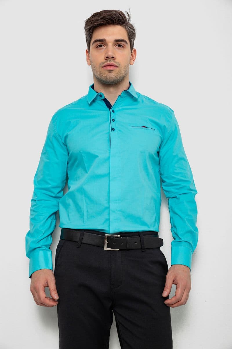 Сорочка чоловіча, колір бірюзовий, 214R7158 - зображення 1