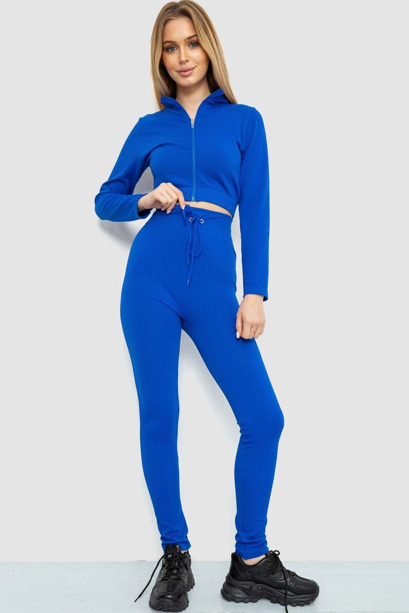 Костюм жіночий в рубчик, колір електрик, 244R14302 - зображення 1