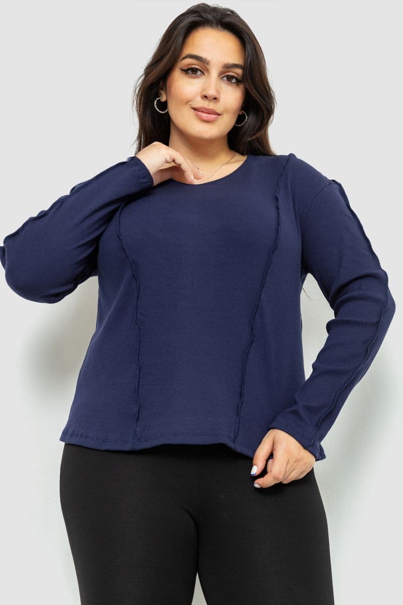 Жіночий лонгслів в рубчик, колір синій, 102R325-1 - зображення 1