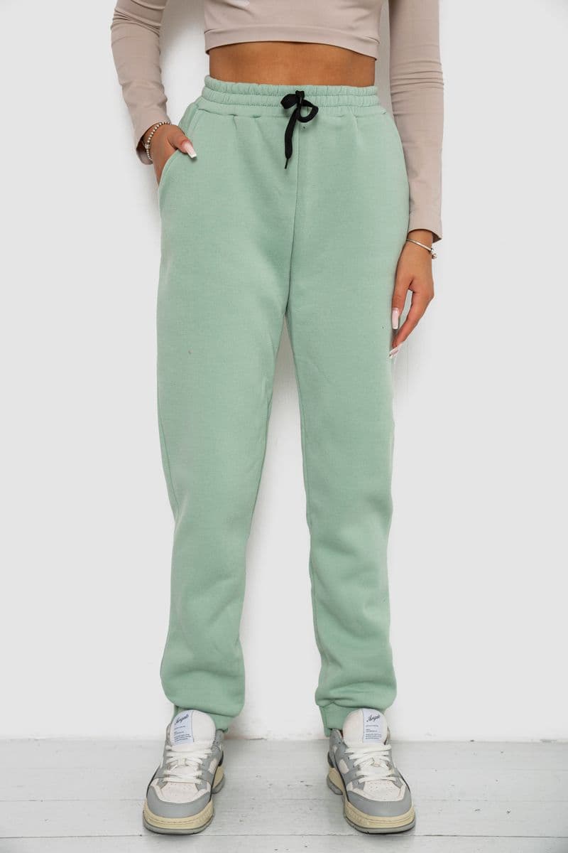 Спортивні штани жіночі на флісі, колір світло-м'ятний, 238R57020 - зображення 1