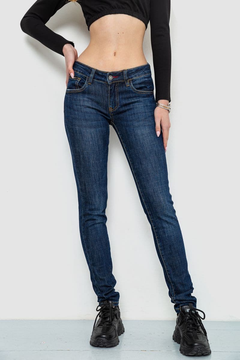 Джинси жіночі з потертостями, колір синій, 244R5963 - зображення 1