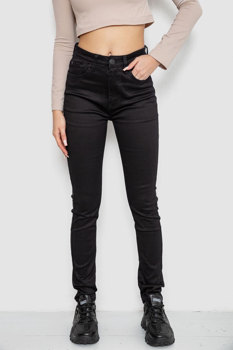 Джинси жіночі стрейч, колір чорний, 244RM017 - зображення 1