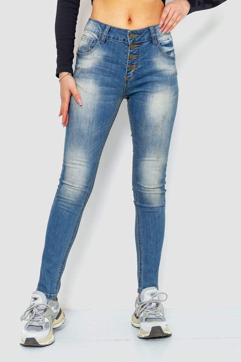 Джинси жіночі з потертостями, колір синій, 244RS04 - зображення 1