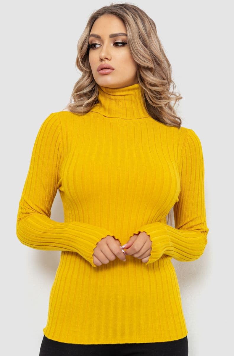 Гольф жіночий однотонний, колір гірчичний, 204R043 - зображення 1