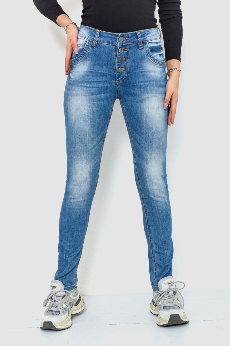 Джинси жіночі з потертостями, колір синій, 244RS01 - зображення 1