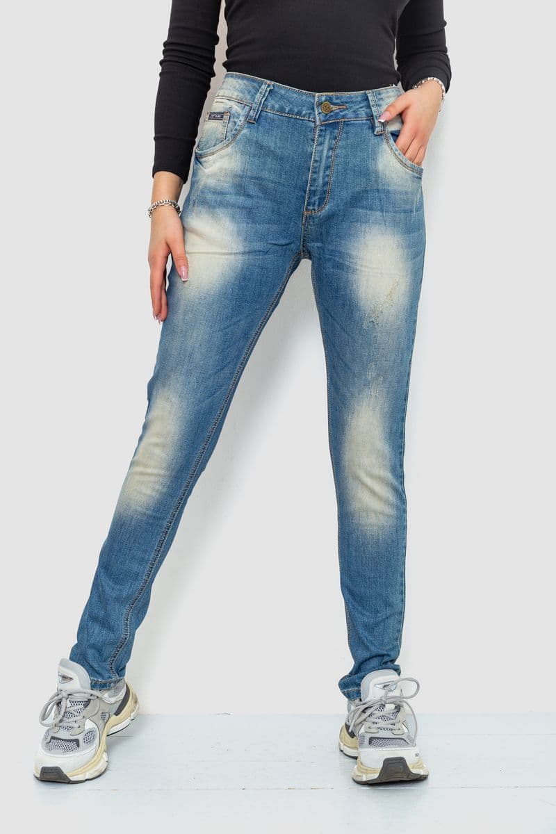 Джинси жіночі з потертостями, колір синій, 244RS05 - зображення 1
