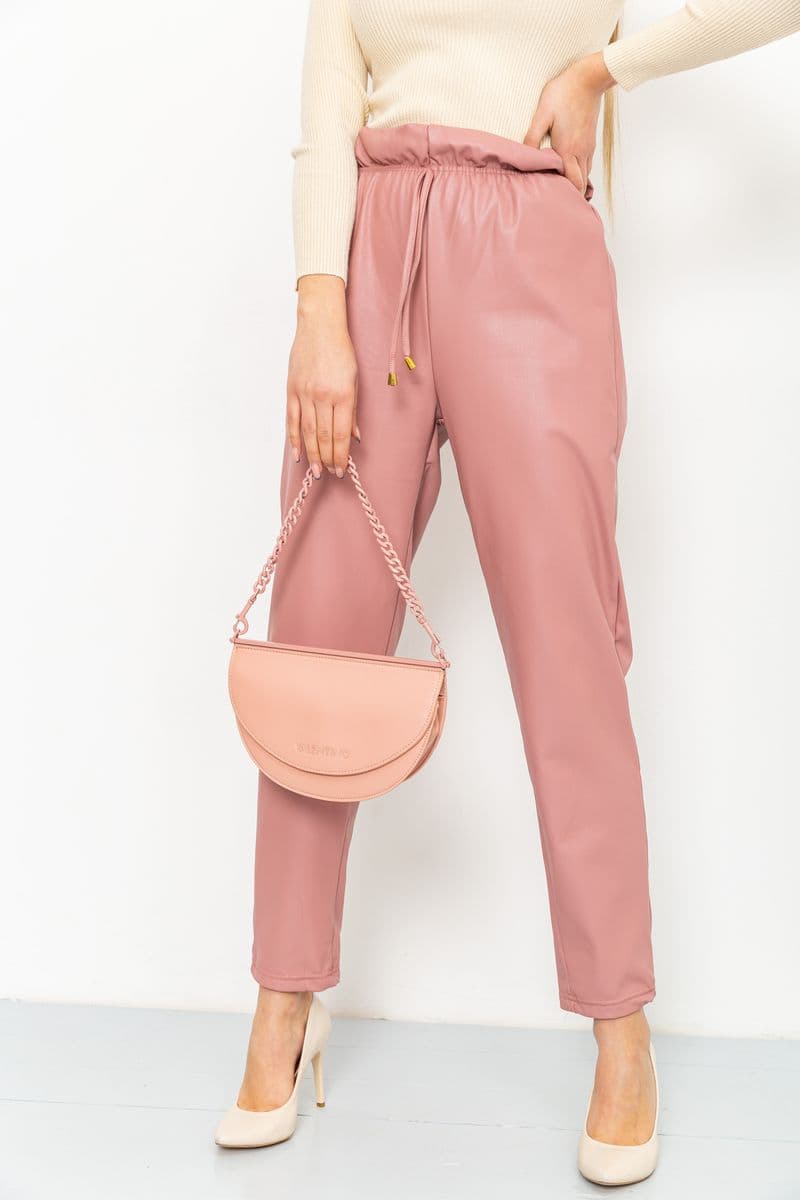 Лосини жіночі шкірозамінник, колір темно-пудровий, 164R669 - зображення 1