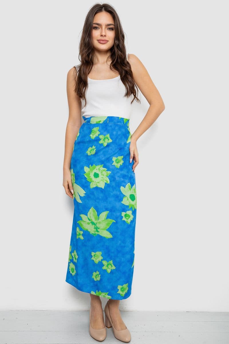Спідниця вільного крою на запах, колір синьо-зелений, 167R345 - зображення 1