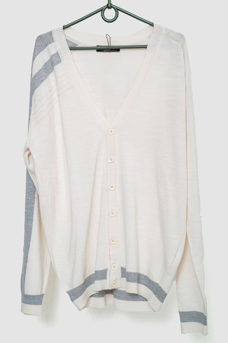 Кофта чоловіча на ґудзиках, колір молочний, 244R6180 - зображення 1