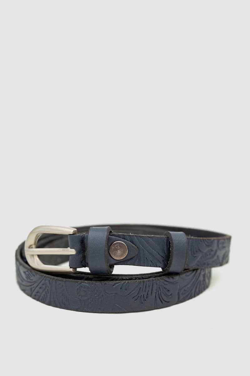 Ремінь жіночий тонкий, колір темно-синій, 196R15Y0W16 - зображення 1