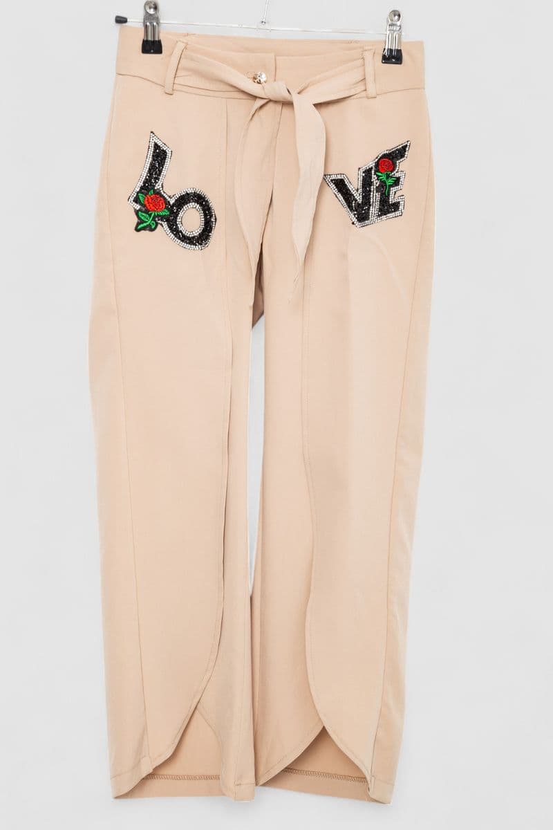 Штани для дівчаток вільного крою, колір бежевий, 247R3821 - зображення 1