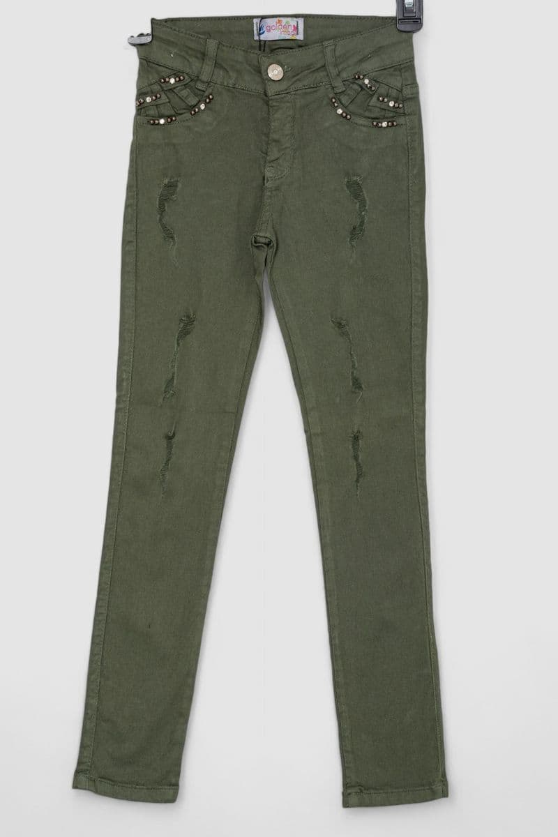 Джинси для дівчаток, колір хакі, 247R10043 - зображення 1
