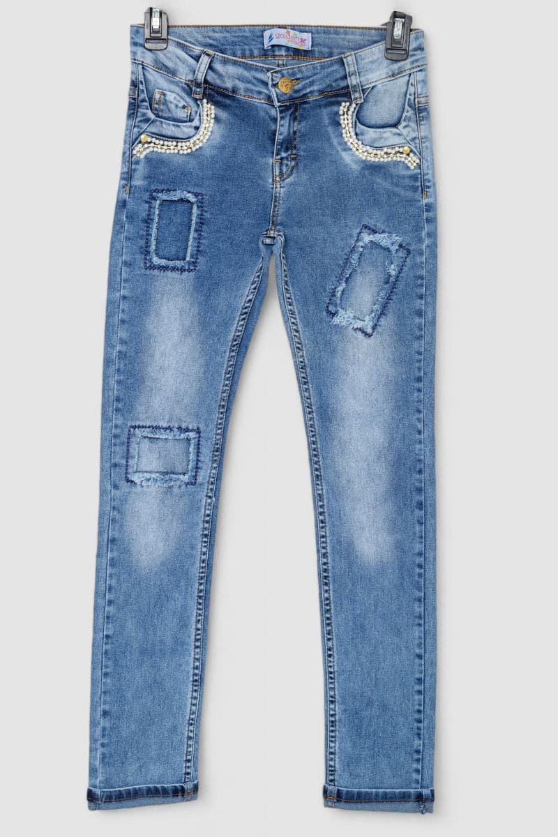 Джинси для дівчаток, колір синій, 247R3809 - зображення 1