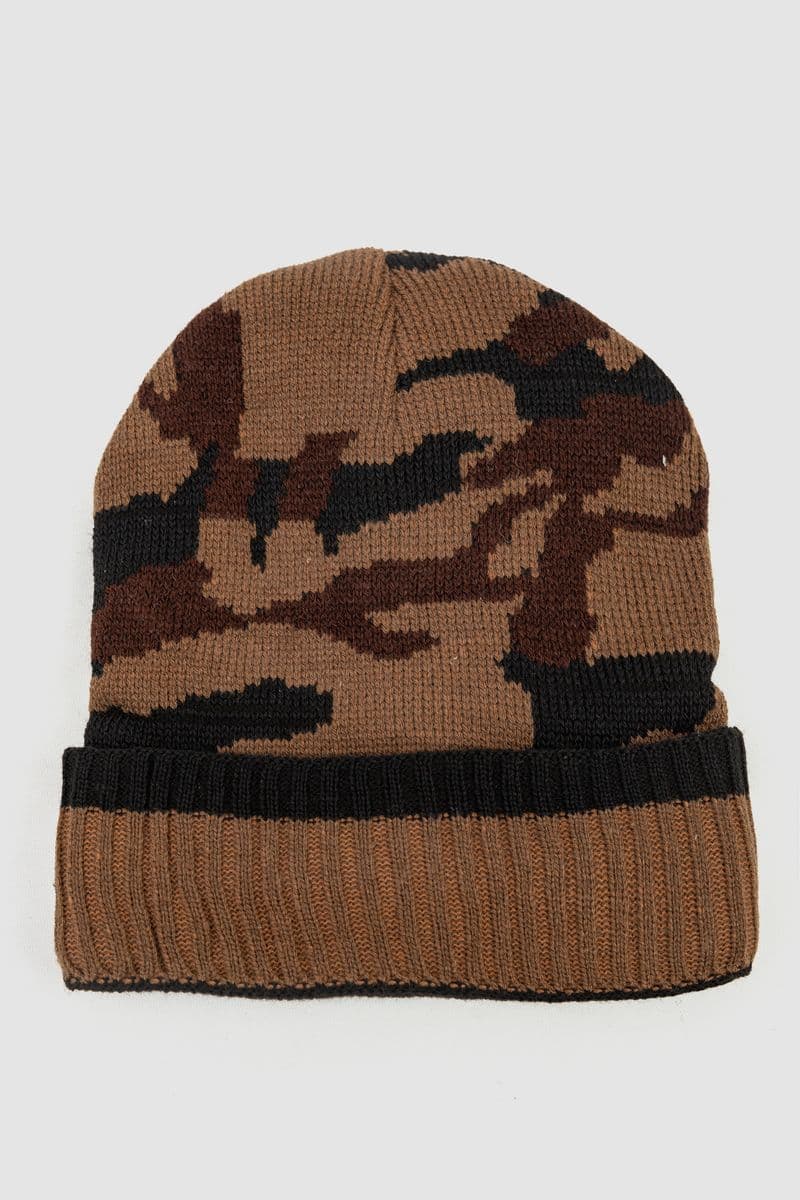 Шапка чоловіча камуфляж на хутрі, колір коричневий, 244RM48 - зображення 1