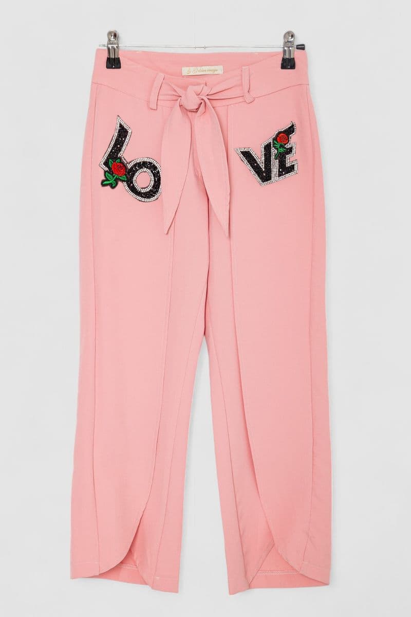 Штани для дівчаток вільного крою, колір рожевий, 247R3821 - зображення 1