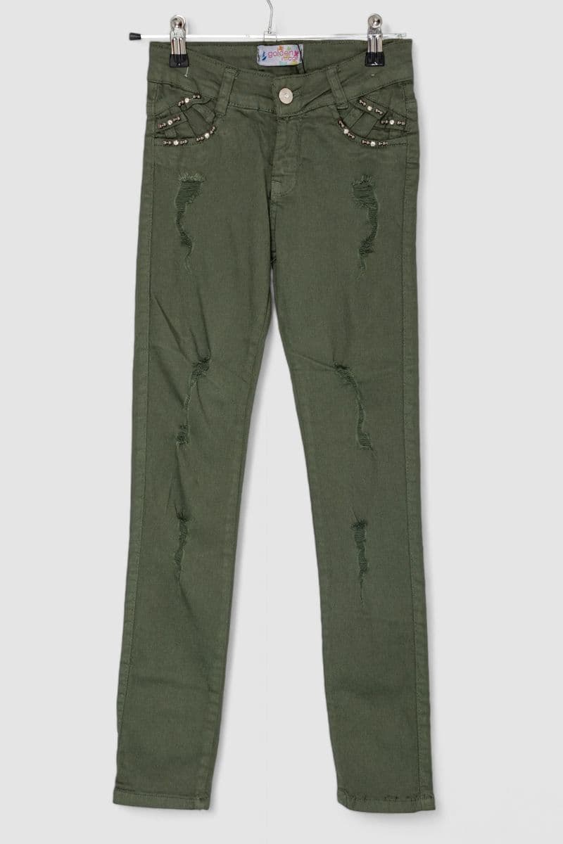 Джинси для дівчинки, колір хакі, 247R10041 - зображення 1