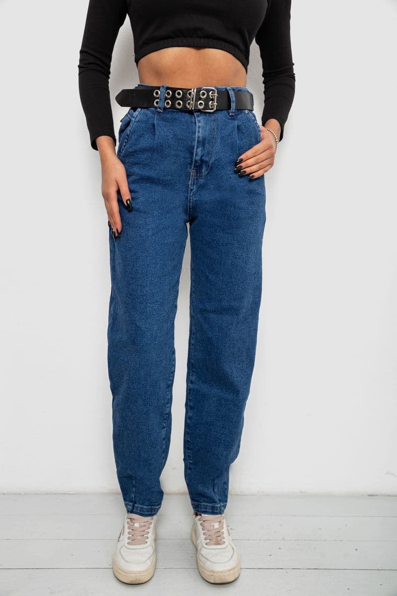 Джинси жіночі однотонні Balon, колір синій, 244R001156 - зображення 1