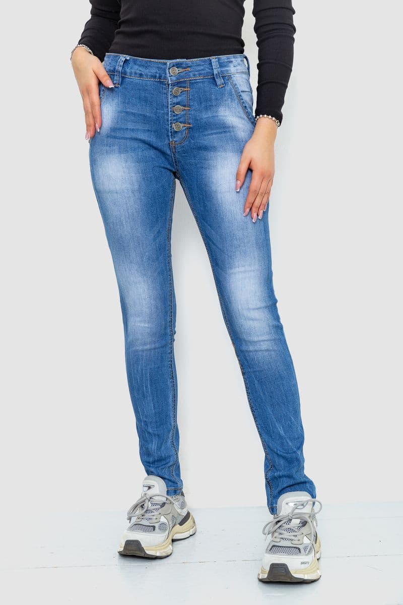 Джинси жіночі з потертостями, колір синій, 244RS08 - зображення 1