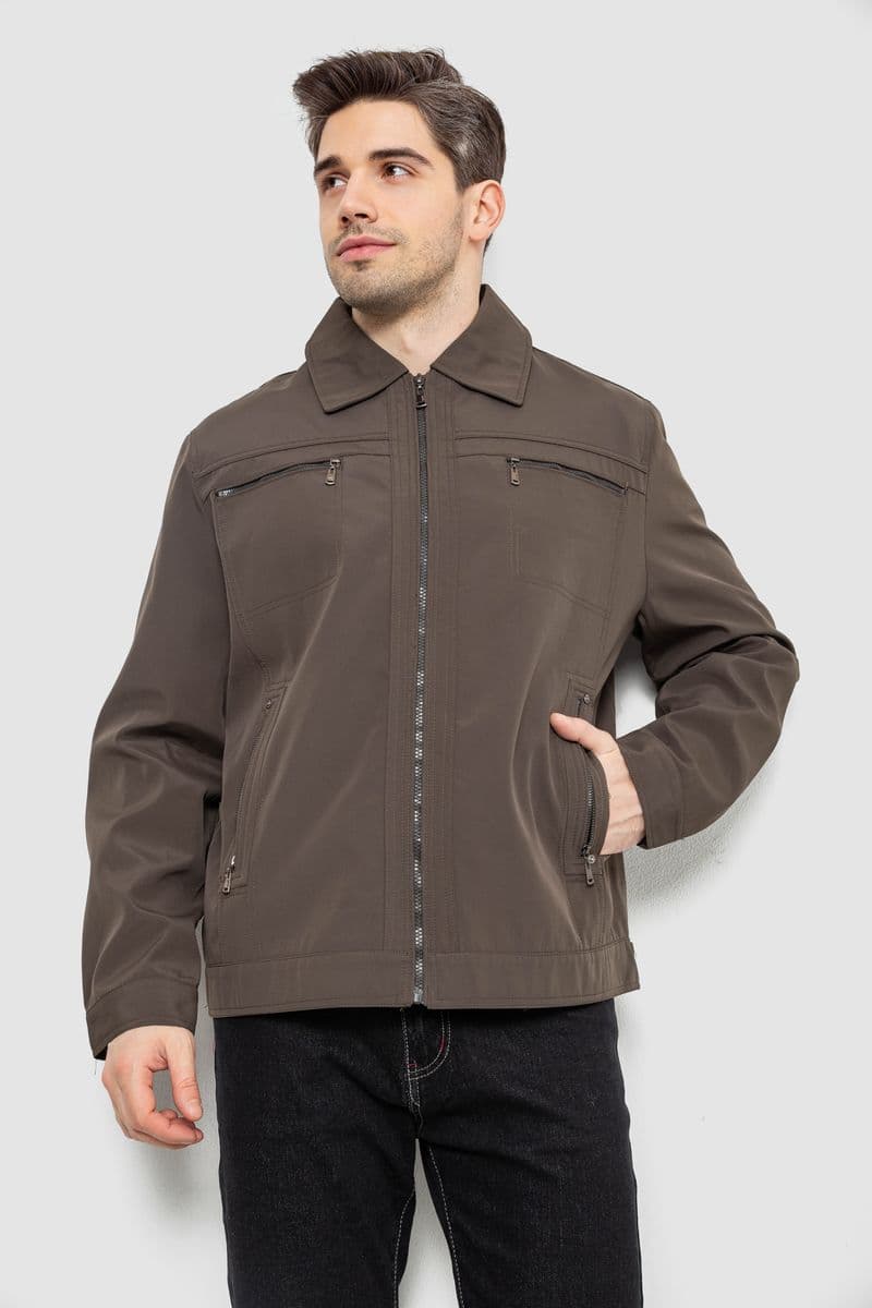 Куртка чоловіча демісезонна однотонна, колір хакі, 244R033B - зображення 1