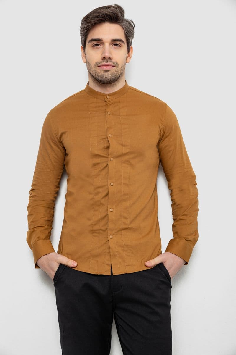 Сорочка чоловіча однотонна, колір бежевий, 186R2033 - зображення 1