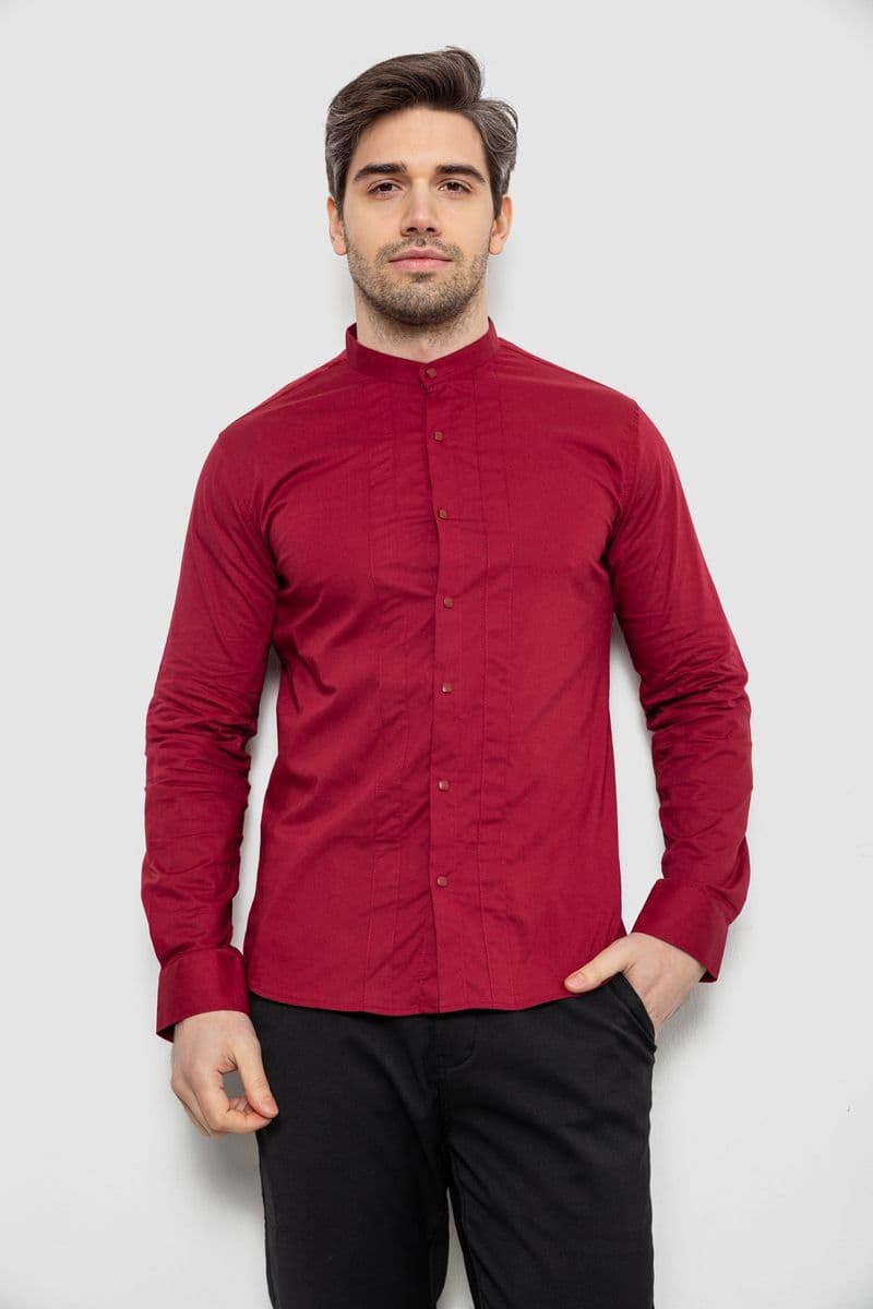 Сорочка чоловіча однотонна, колір бордовий, 186R2033 - зображення 1