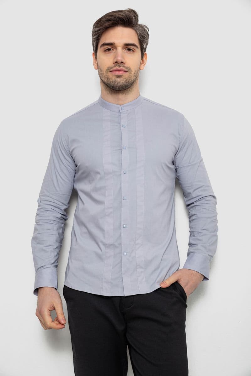 Сорочка чоловіча однотонна, колір сірий, 186R2033 - зображення 1