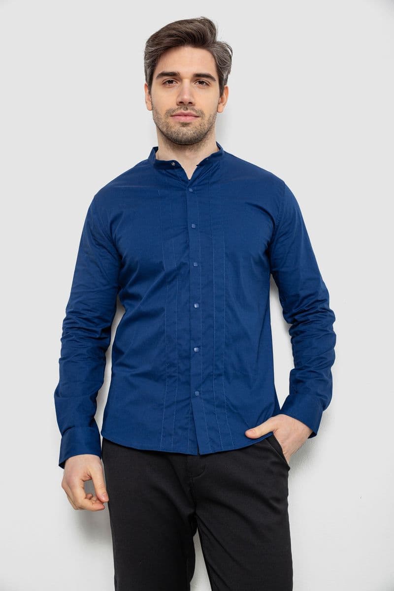 Сорочка чоловіча однотонна, колір синій, 186R2033 - зображення 1