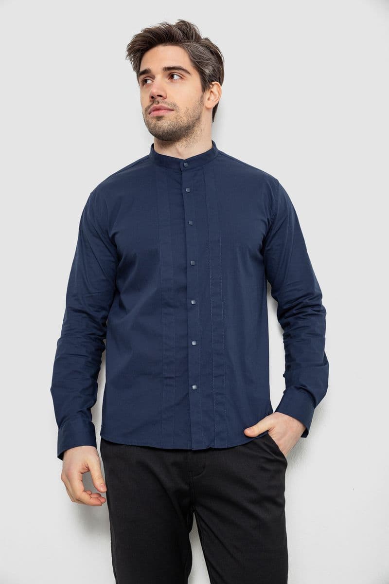 Сорочка чоловіча однотонна, колір темно-синій, 186R2033 - зображення 1
