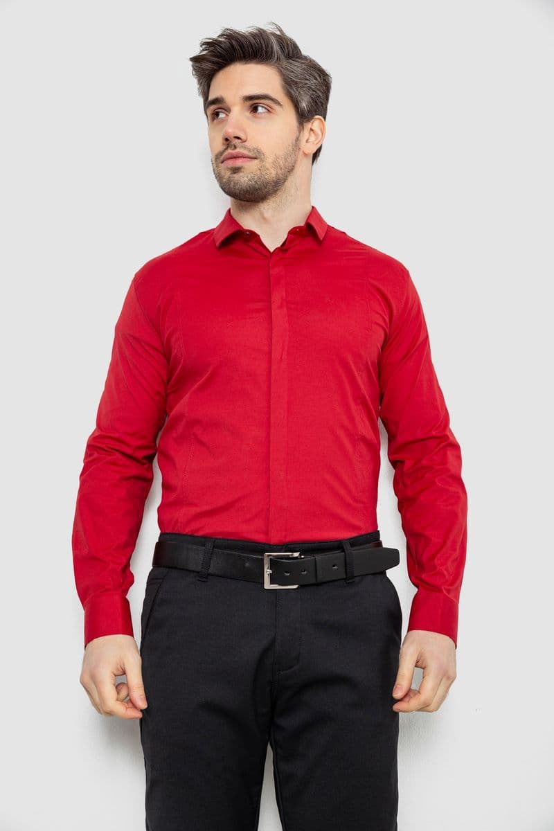 Сорочка чоловіча однотонна, колір бордовий, 186R2100 - зображення 1